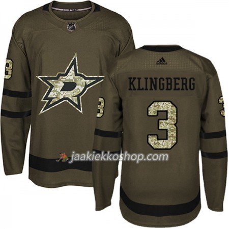 Miehille NHL Dallas Stars Pelipaita John Klingberg 3 Adidas 2017-2018 Camo Vihreä Authentic